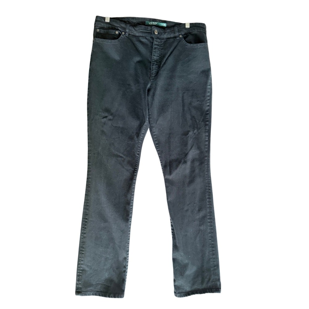 Lauren Ralph Lauren Jeans Women 16 Straight Leg Black Denim Excellent